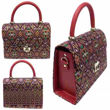 Handbag 09 decorated with Thai Khit pattern