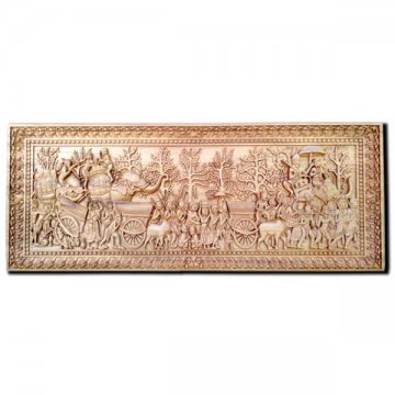 Woodcarving Picture of transport food supplies 25*60cm