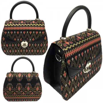 Handbag 07 decorated with Thai Khit pattern