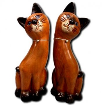 Woodcarving Cats; Pair