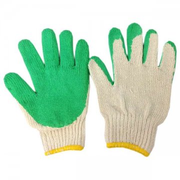 Rubber coated knitted gloves